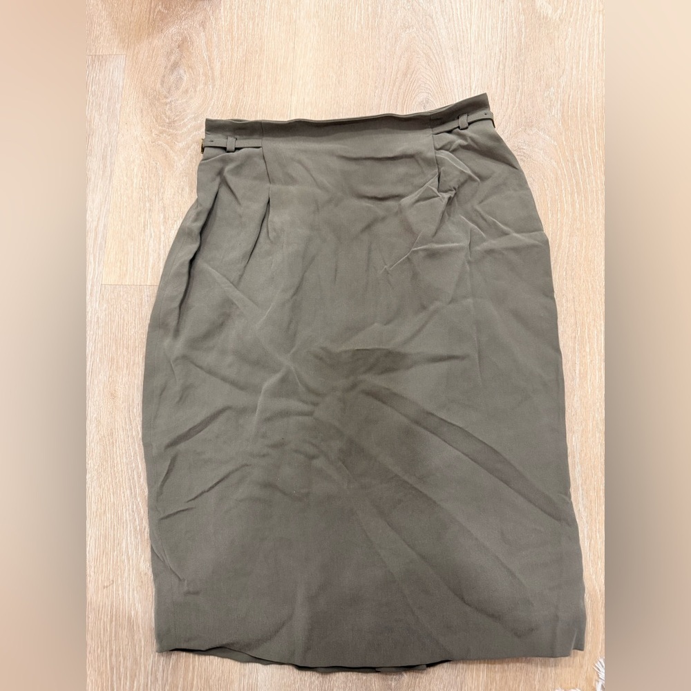Vintage 100% silk Dana Buchman Khaki Pencil Skirt
